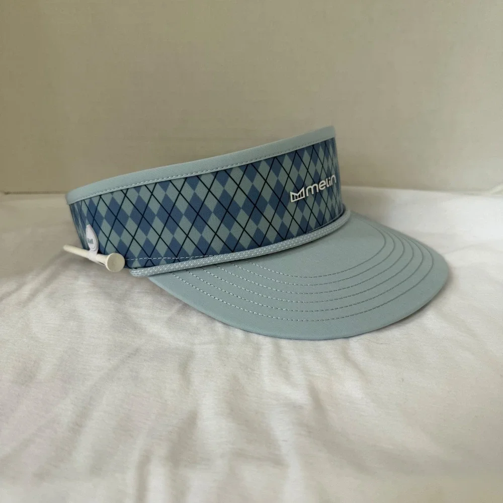 Melin Hydro Coast Links Visor Mens OSFM Blue Argyle Water Resistant Golf Hat